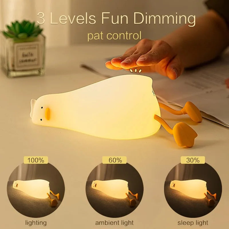LED Duck Night Light Rechargeable Silicone Bedside Lamp