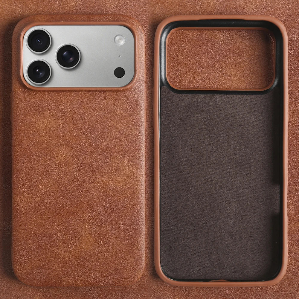 Premium Leather Business Case for iPhone 17 Air 16 15 14 13 12 Pro Max