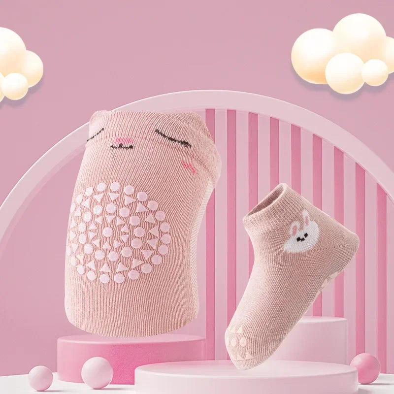 Baby Knee Pads Socks Set Anti-Slip Crawling Knee Protector