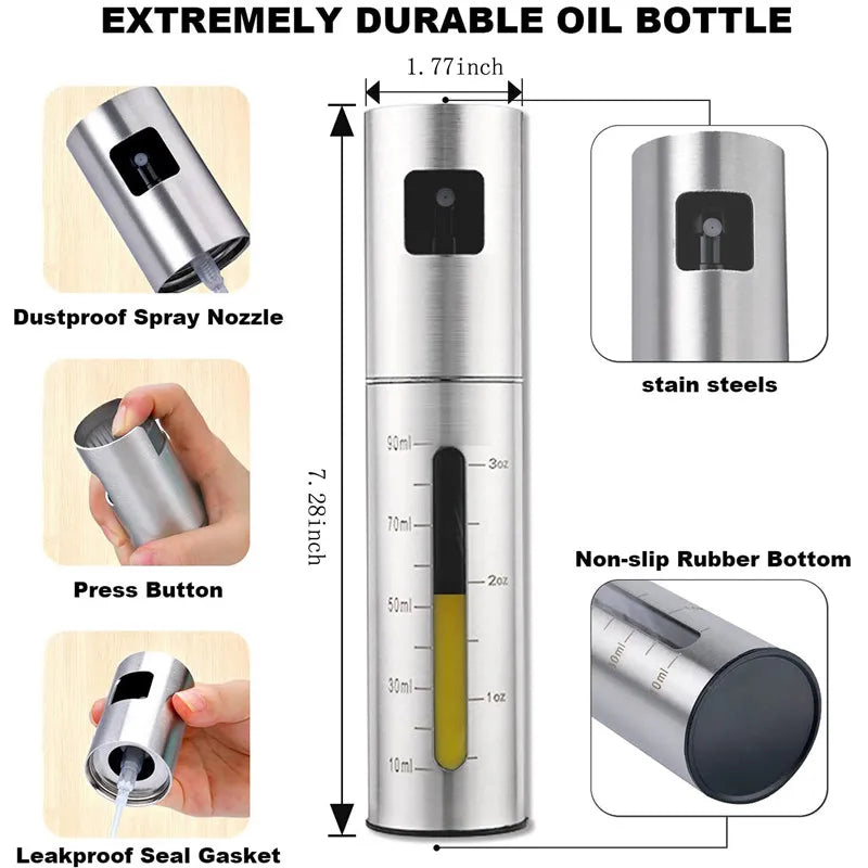 BBQ Oil Spray Bottle 304 Stainless Steel Olive Oil & Vinegar Sprayer