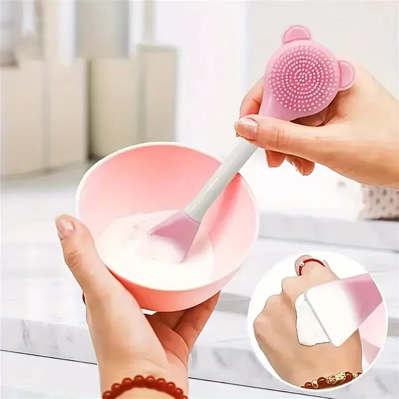 Face Wash Beauty Set 7pcs Headband Brush Cosmetic Bag Puff Kit Secondary image