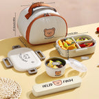 WORTHBUY 800ML Lunch Box Removable 3 Compartment Microwave Bento Box