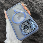 Luxury Magnetic Stand Case with Lens Guard for iPhone 16 15 14 Pro Max