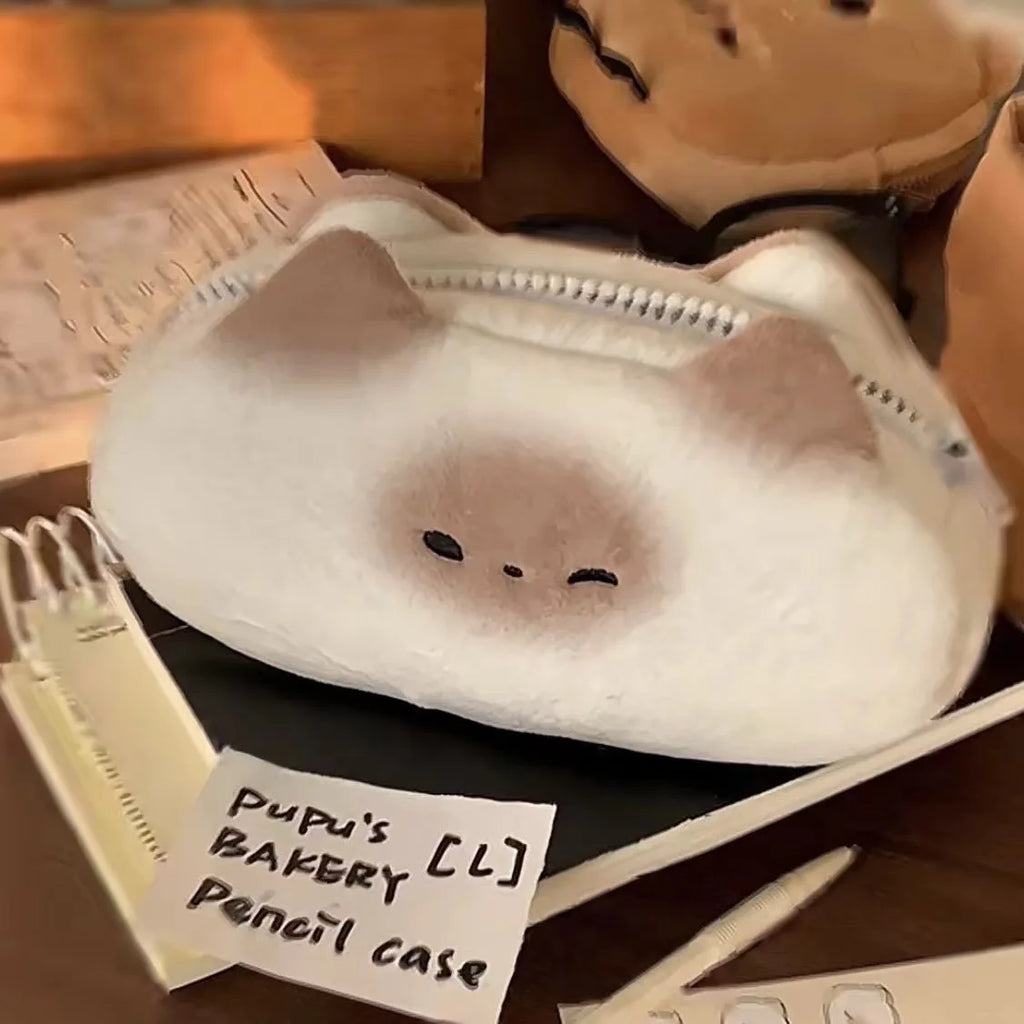 INS Style Cartoon Pencil Case Cute Plush Cat Pen Bag