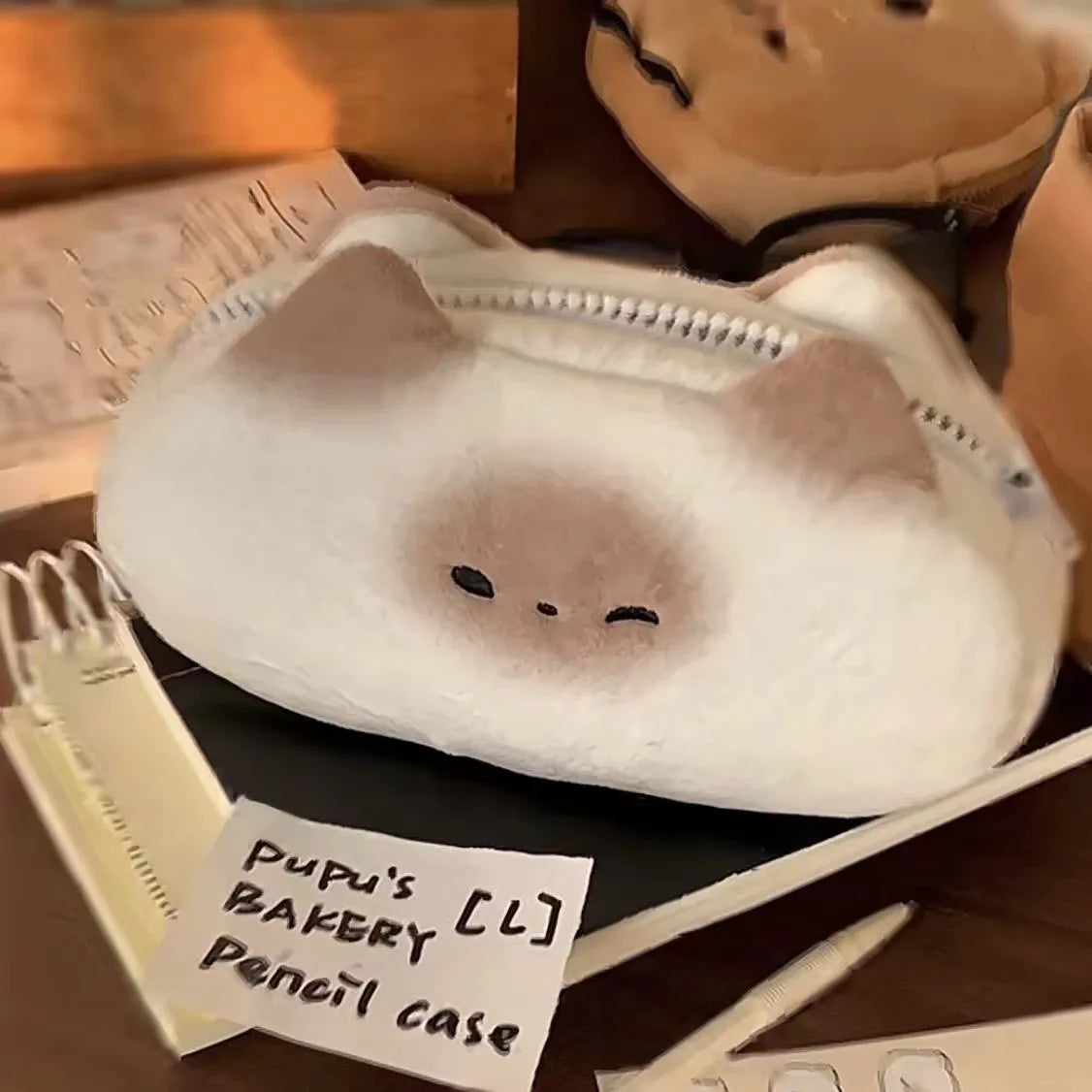 INS Style Cartoon Pencil Case Cute Plush Cat Pen Bag