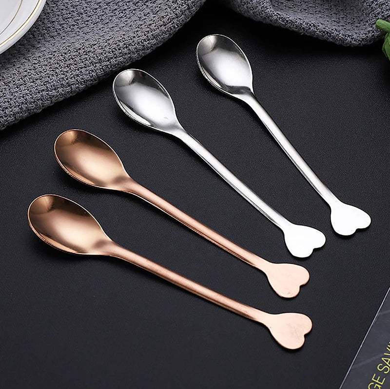 2Pcs Love Handle Coffee Spoon Set – Stainless Steel Tea & Dessert Spoon