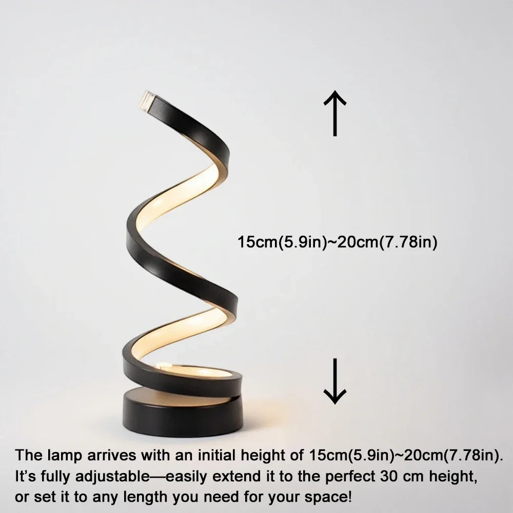 LED Spiral Dimmable Table Lamp for Bedroom & Office