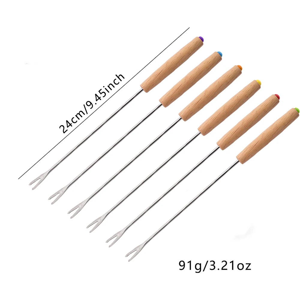 Fondue Fork Set Stainless Steel 6–24Pcs Long Chocolate & Fruit Forks