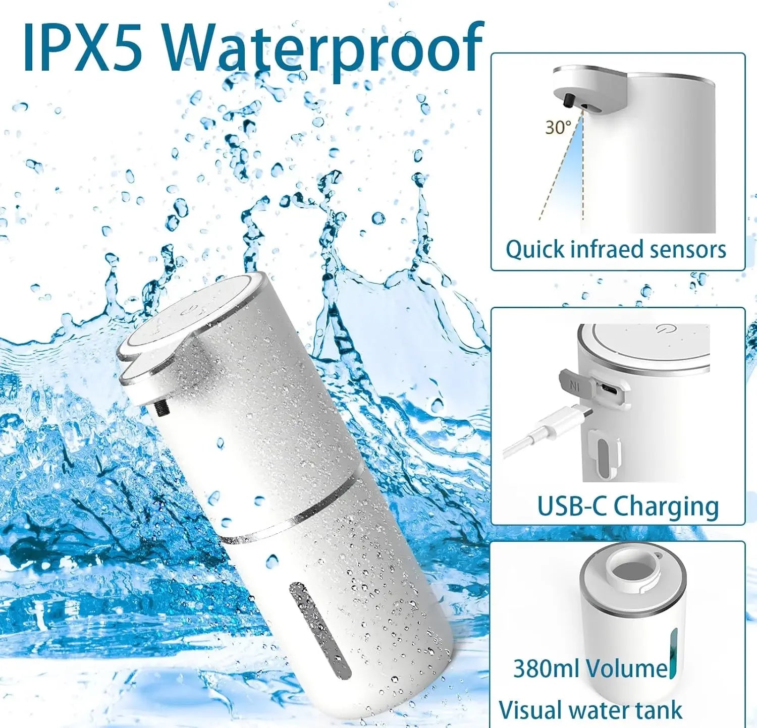 Automatic Soap Dispenser Touchless USB Rechargeable Infrared Foam/Liquid