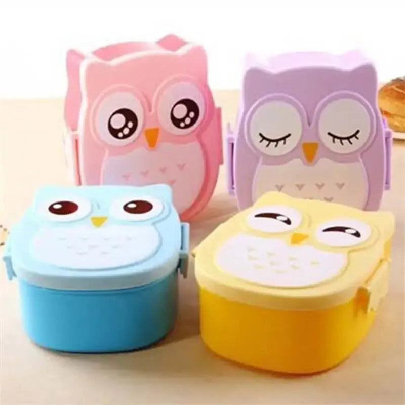 Portable Children Lunch Box Cartoon Bento Food Container with Cutlery Set