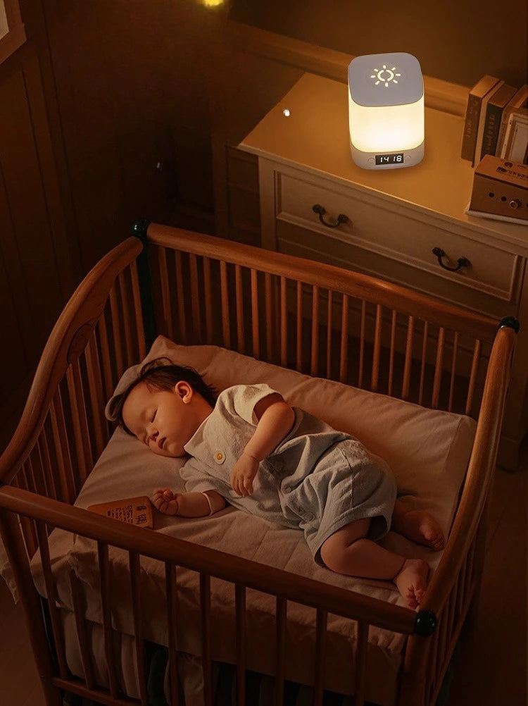 Smart LED Night Light with Clock USB Rechargeable Lamp