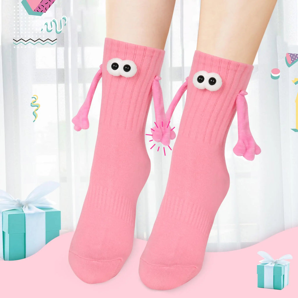 Magnetic Holding Hands Socks Funny Couple Gift Men Women Socks