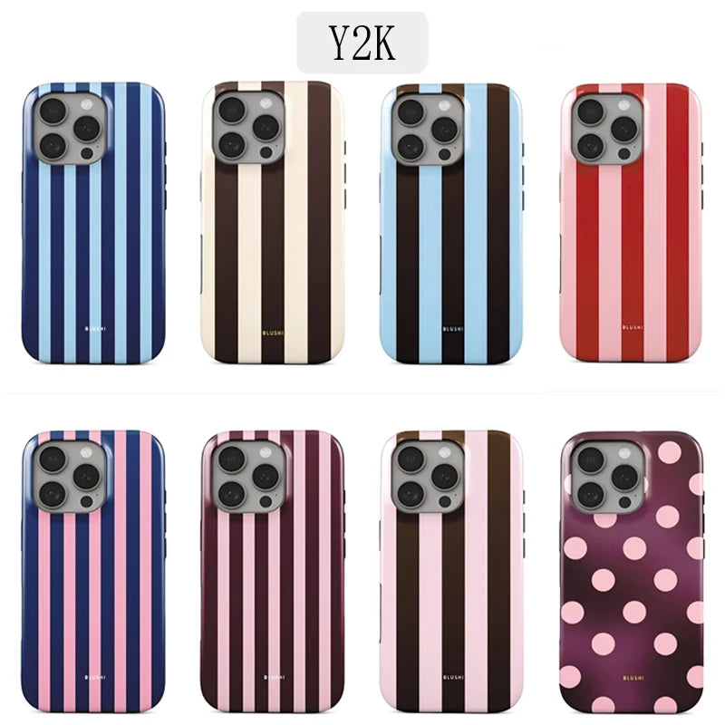 Luxury Y2K Colorful Stripe Case for iPhone 17 16 15 14 13 12 Pro Max