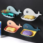 Cartoon Whale Soap Box – Wall Mounted Drain Soap Holder for Bathroom & Kitchen