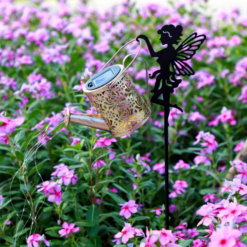 Solar Fairy Watering Can Garden Light Waterproof Outdoor Projection Lamp