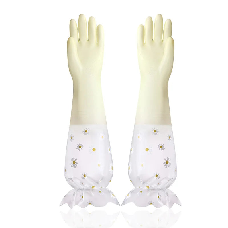 Velvet Rubber Cleaning Gloves Waterproof Winter Gloves