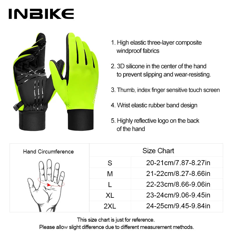 Winter Cycling Gloves Waterproof Touchscreen Fleece Thermal Bike
