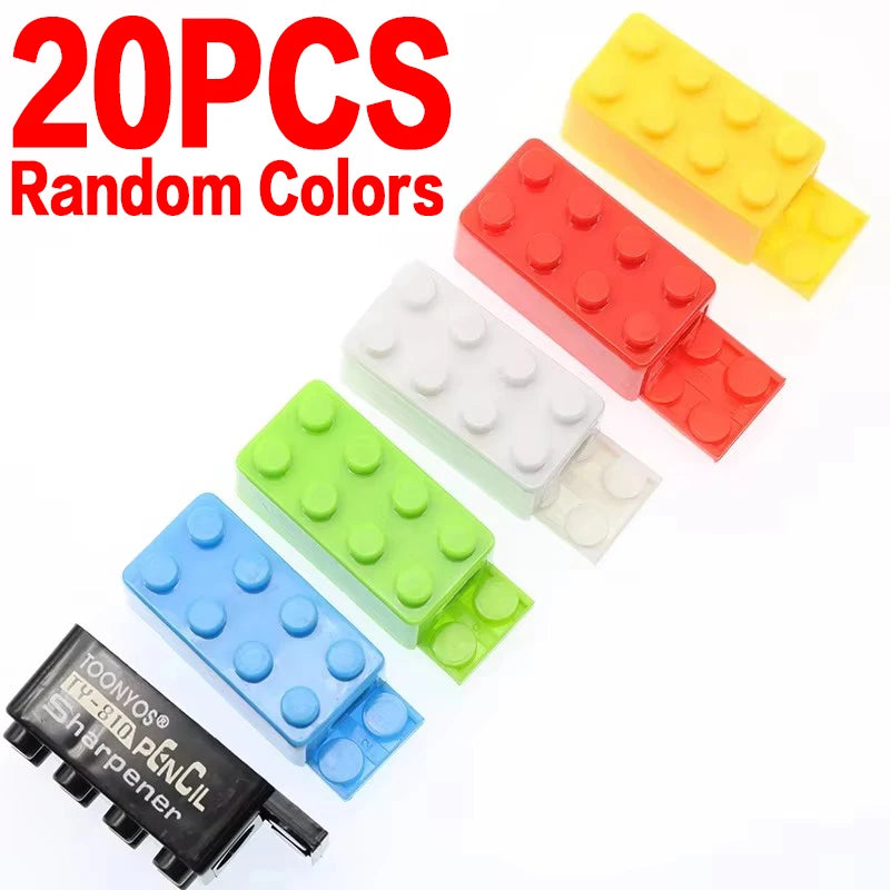 Cartoon Building Blocks Pencil Sharpener Kids School Stationery