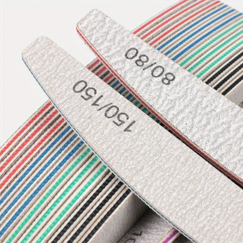 Professional Nail File Set 80-240 Grit Half Moon Nail Buffer