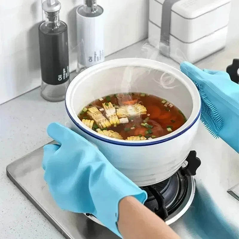 Silicone Dishwashing Gloves Magic Scrubber Gloves