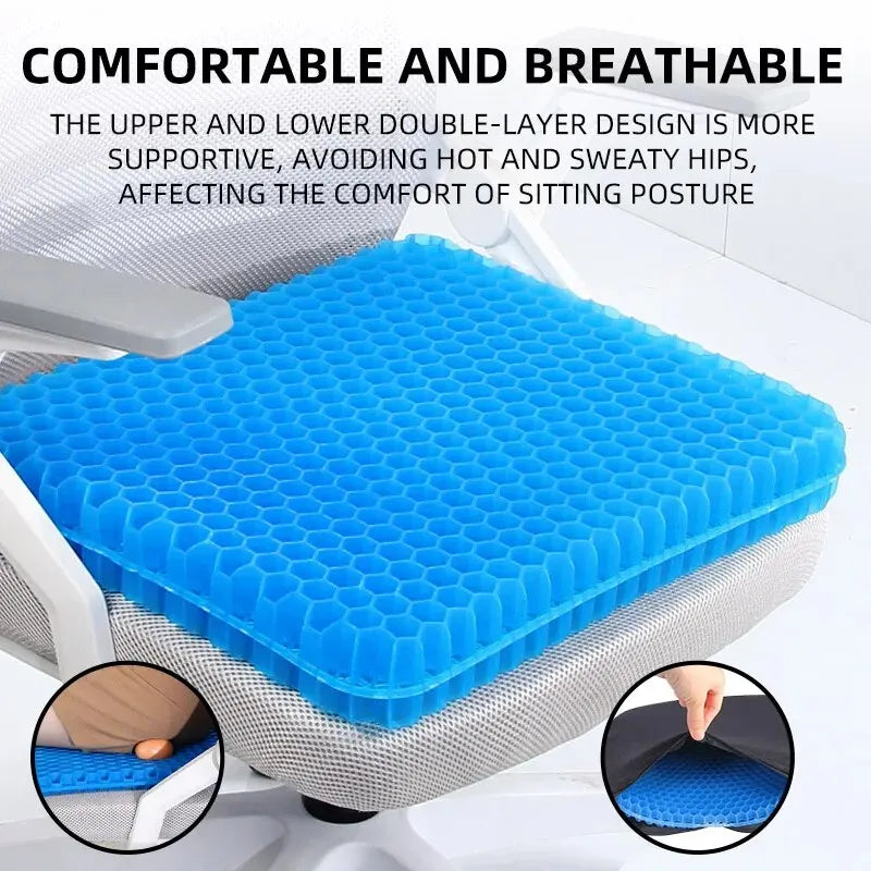 Cooling Gel Seat Cushion Honeycomb Pressure Relief Coccyx Pain Support