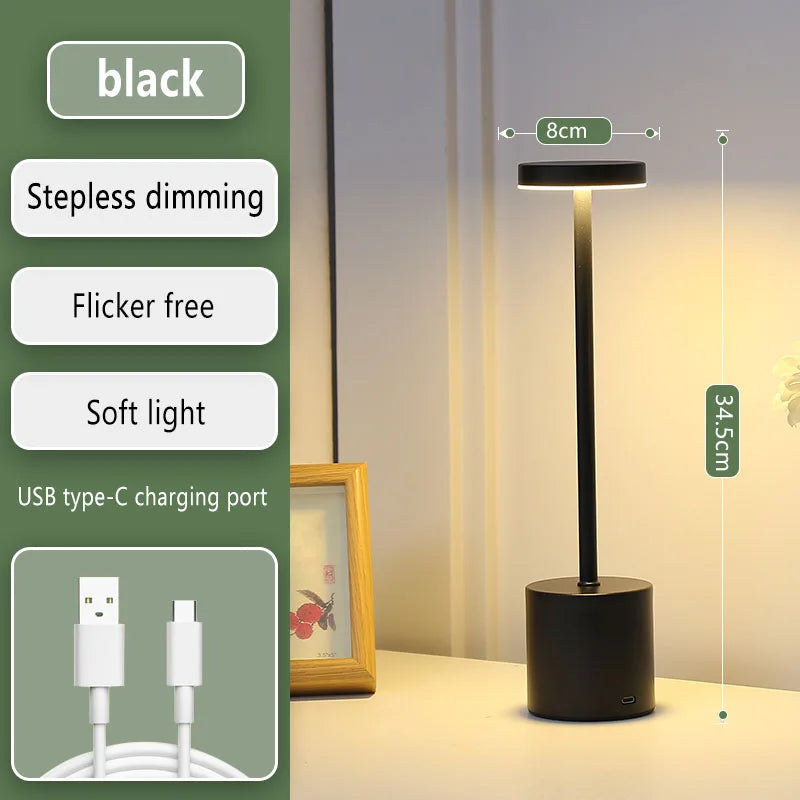 Rechargeable LED Table Lamp for Bedroom & Restaurant Décor
