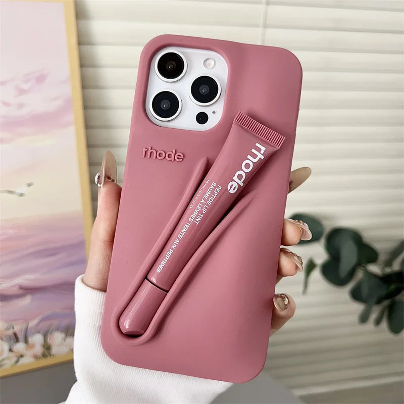 Lemontini Lip Gloss Holder Case for iPhone 17 16 15 14 13 12 Pro Max