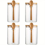 Airtight Glass Storage Jars Bamboo Lid Set