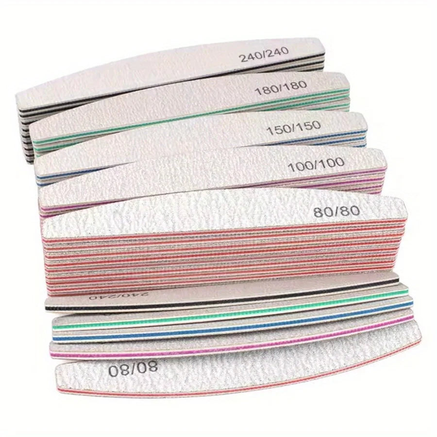 Professional Nail File Set 80-240 Grit Half Moon Nail Buffer