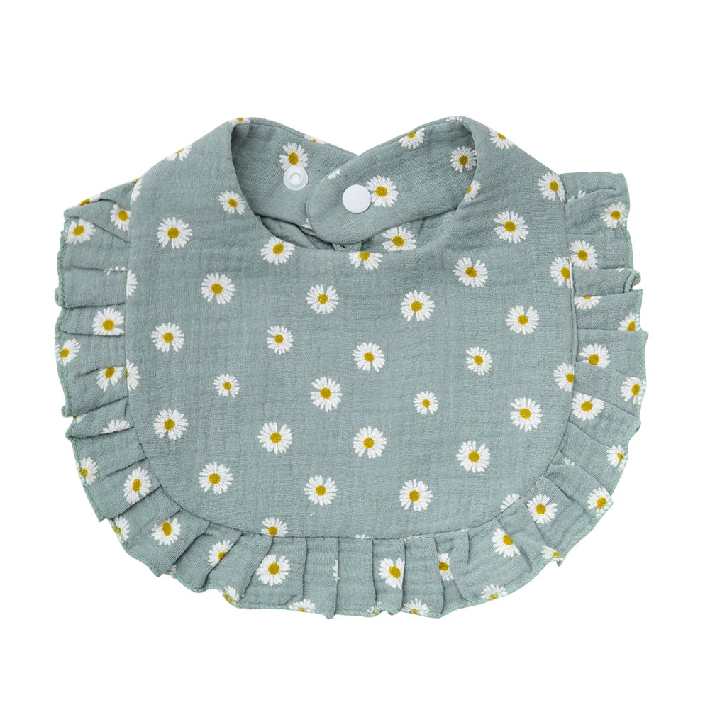 Flower Print Baby Bibs Soft Cotton Feeding Scarf for Girls