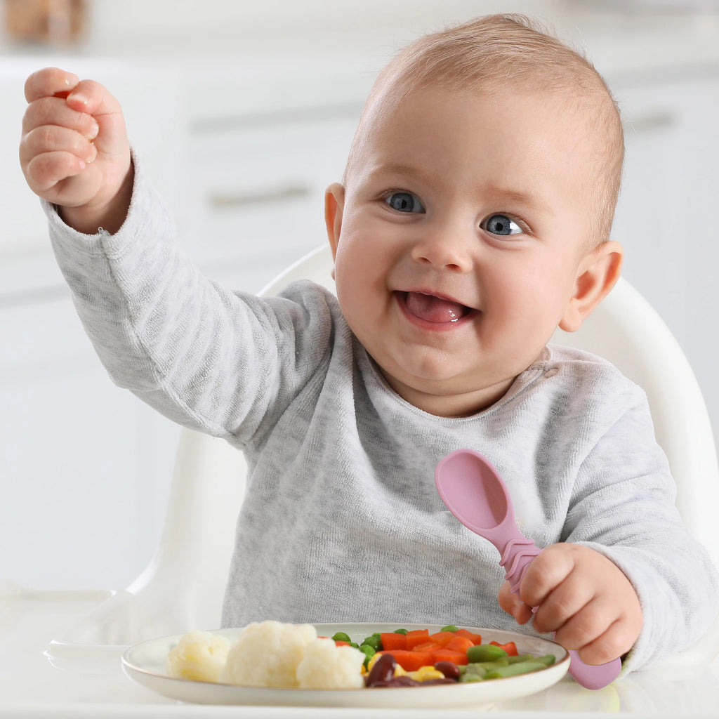 4PCS Silicone Baby Food Spoon Set for 6+ Months Feeding