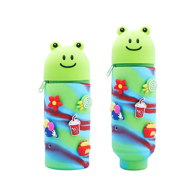 Cute Animal Silicone Pencil Case 2-in-1 Zipper Pen Pouch