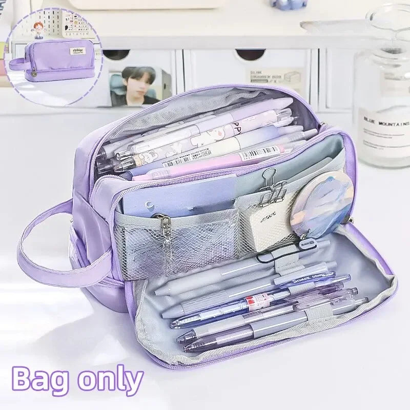 Large Capacity Pencil Case Macaron Color School Pen Bag