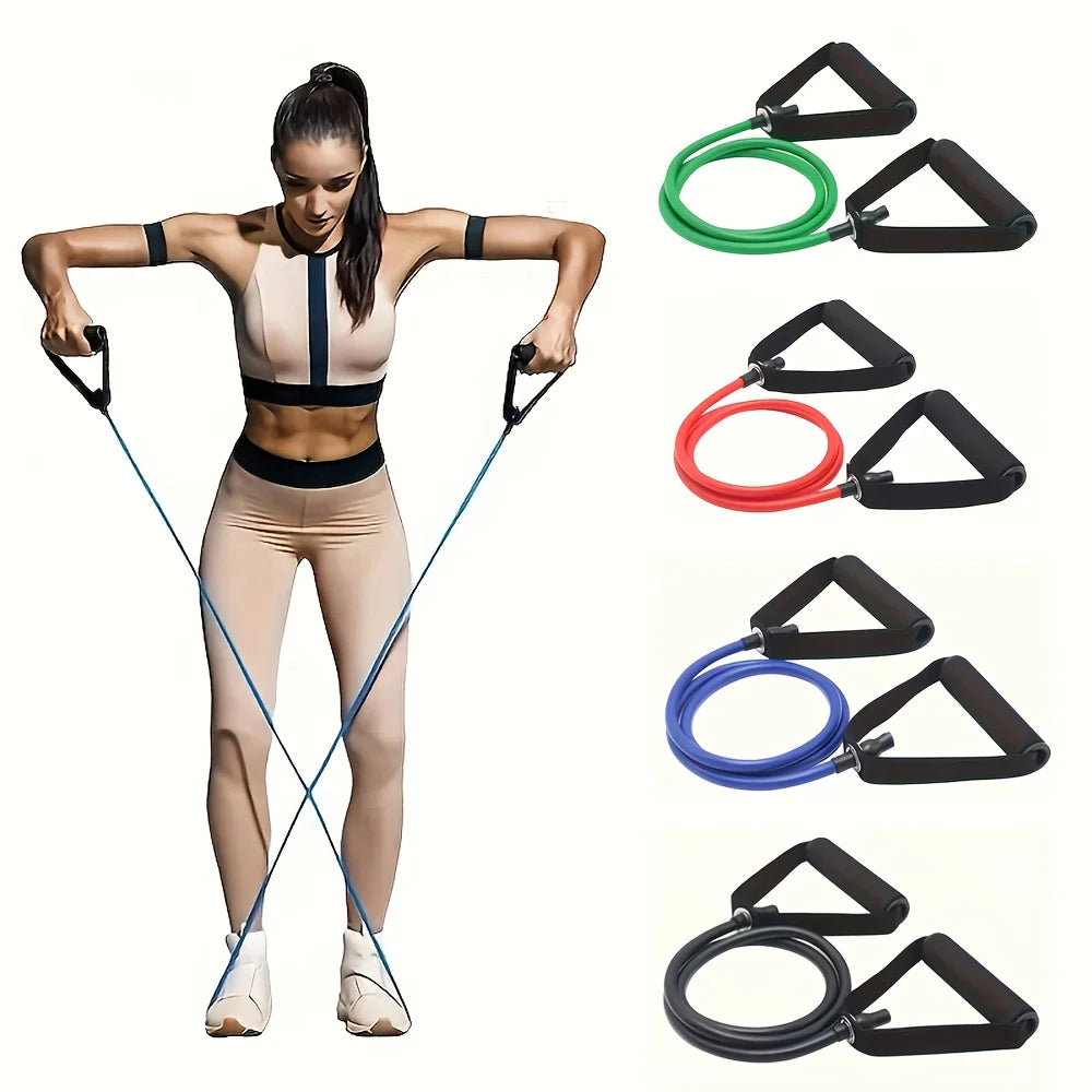 1pc 4-Level Resistance Bands with Handles for Home Workout Fitness