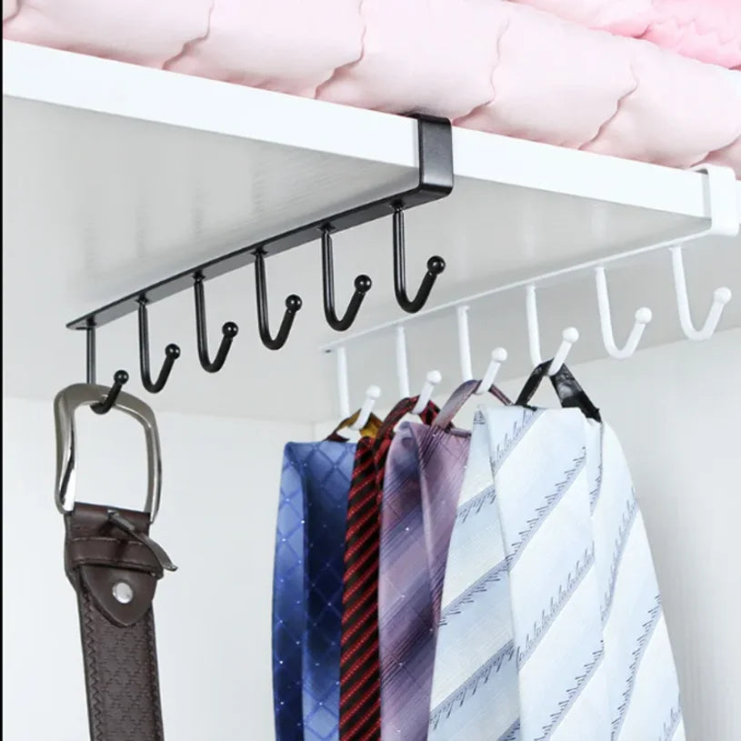 6 Hook Coffee Mug Holder Under Shelf Kitchen Cup Organizer
