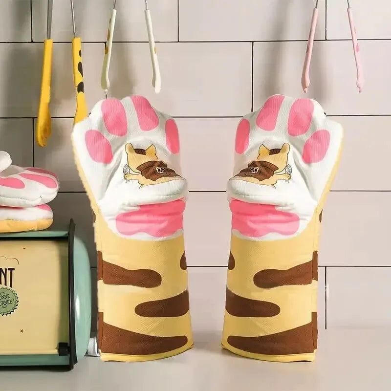 Cute Cat Paw Oven Mitt – Heat Resistant Non-Slip Kitchen Glove