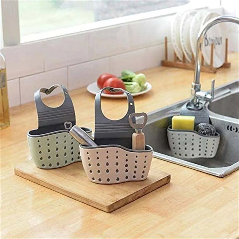 Adjustable Sink Hanging Basket Faucet Sponge & Soap Organizer
