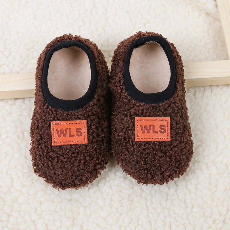 Autumn Winter Baby Slippers Plush Anti-Slip Sock Shoes for Kids