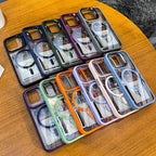Luxury Magnetic Stand Case with Lens Guard for iPhone 16 15 14 Pro Max