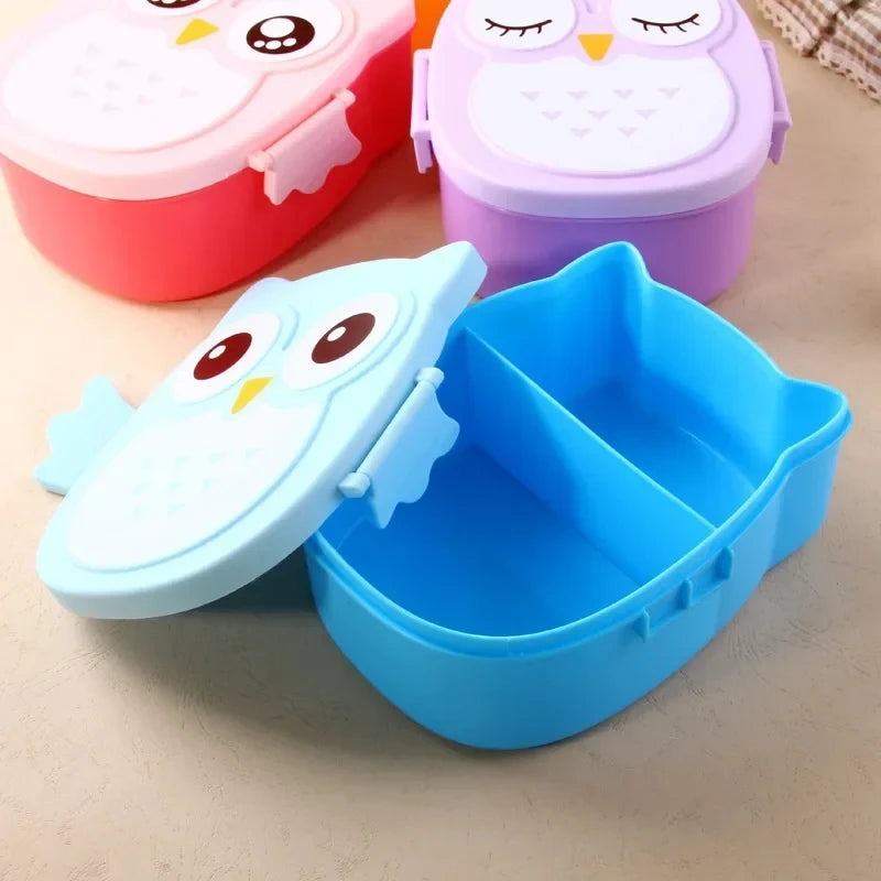 Portable Children Lunch Box Cartoon Bento Food Container with Cutlery Set