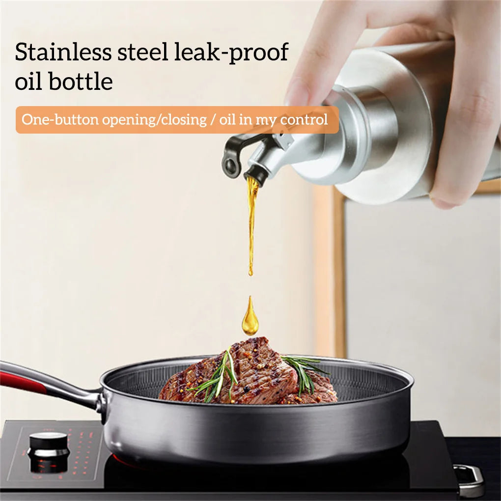 Portable Stainless Oil Bottle 190ml Kitchen Sauce & Vinegar Dispenser