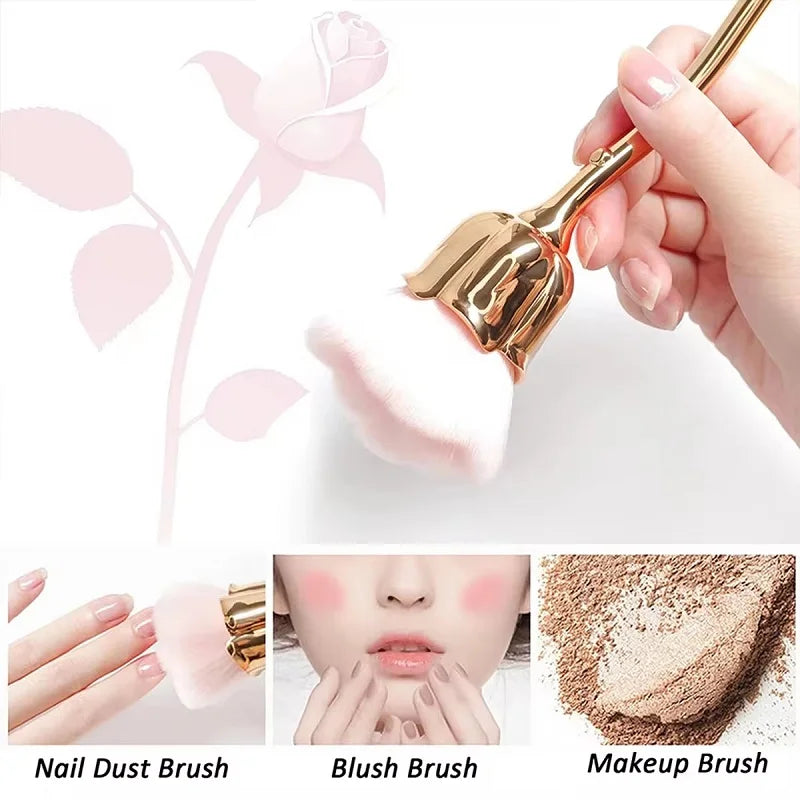 Flower Nail Brush Rose Shape Manicure Brush for Nail Art Cleaning