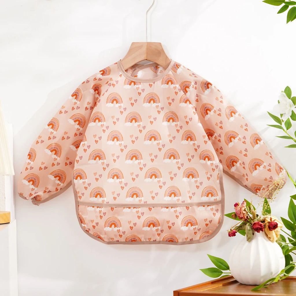 Waterproof Baby Bib Long Sleeve Apron for Feeding & Drawing
