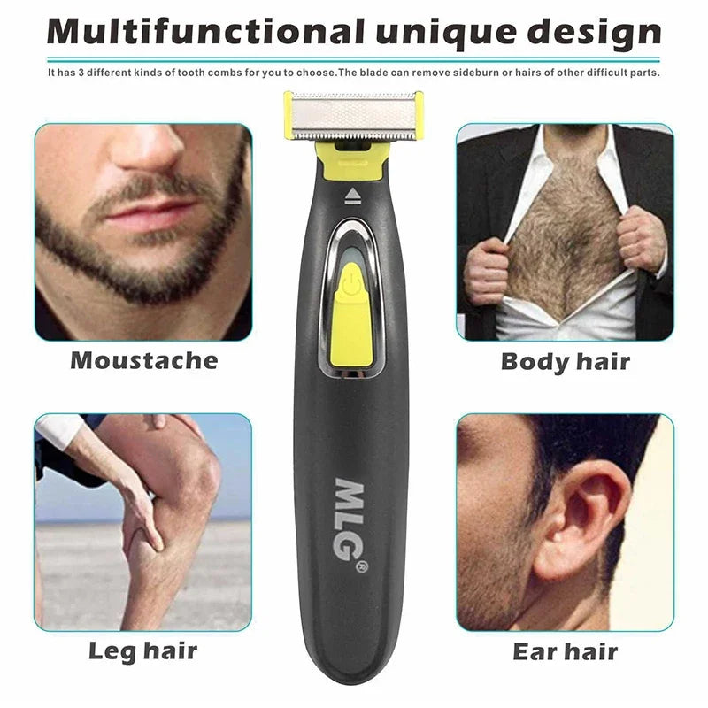 MLG Electric Shaver Cordless Body Trimmer USB T Blade Beard Razor Unisex