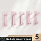 5Pcs Heavy Duty Self-Adhesive Hooks No-Drill Wall Storage Hooks