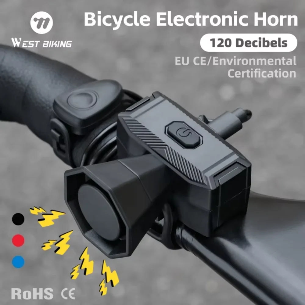 WEST BIKING 120dB Electric Bike Horn Rechargeable Waterproof Bicycle Bell Secondary image