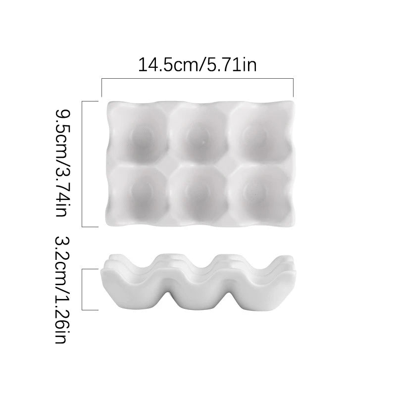 Ceramic Egg Holder 6 Grid Fridge Storage Tray
