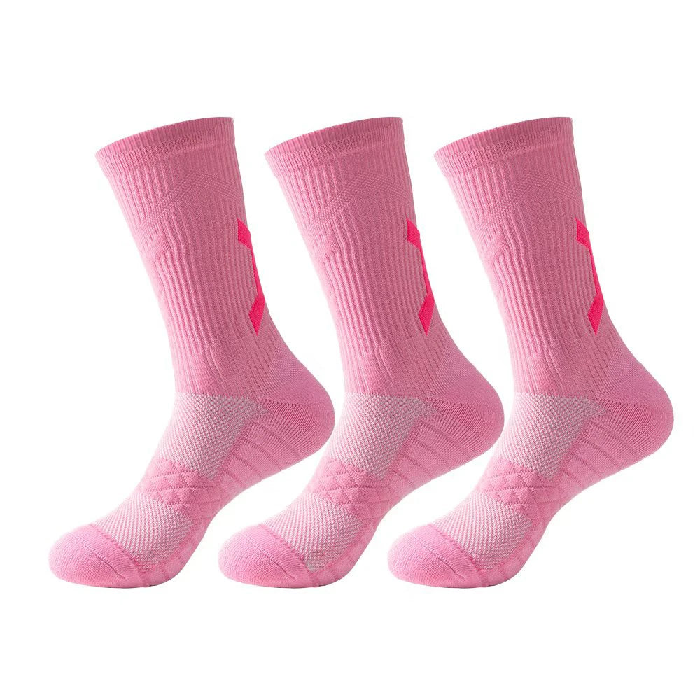 Men Cushioned Basketball Socks Long Breathable Badminton Sports Crew