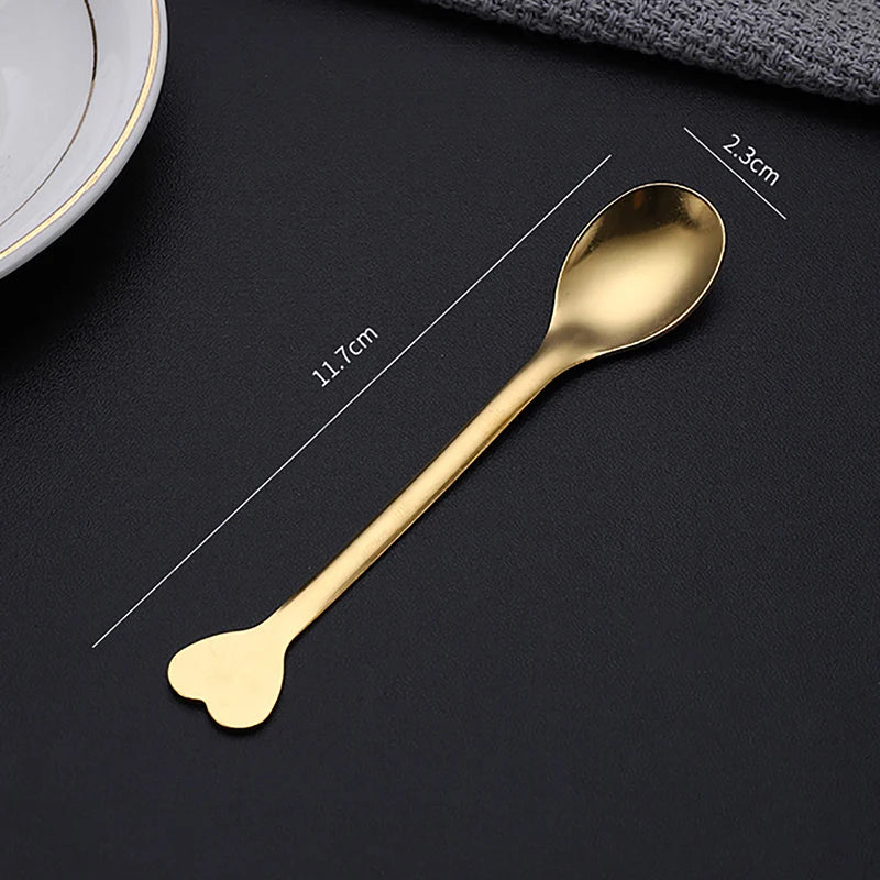 2Pcs Love Handle Coffee Spoon Set – Stainless Steel Tea & Dessert Spoon