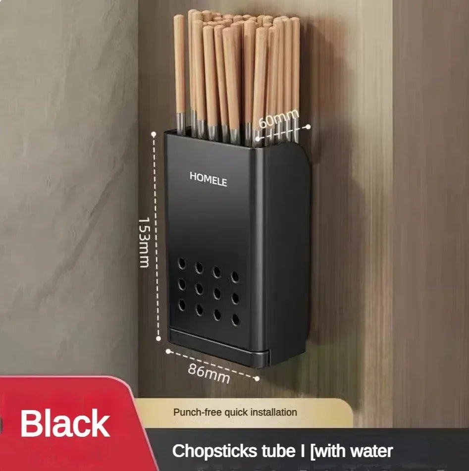 Wall Mounted Cutlery Holder Utensil Drain Rack